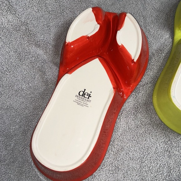 Set Of 2 Denniseast International Flip Flop design Chip and dip serving dish 15" - Picture 4 of 7
